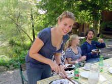 Pause bei der Teichbrücke