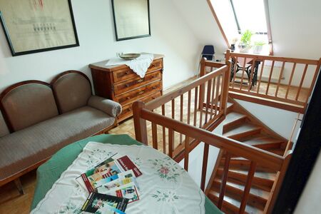 Holzstiege im Vierkanthof (Reserve-Stiegenhaus)