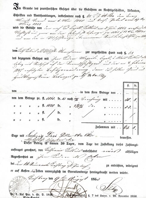 Mühle: alter Zahlungsauftrag