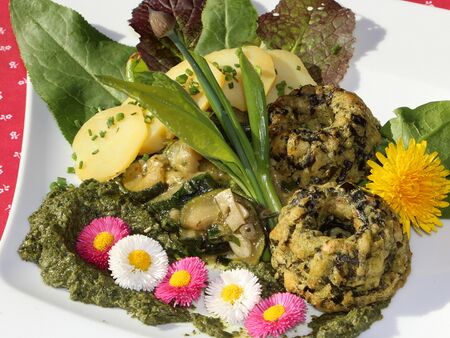 vegane Krapferl mit Wildspinat