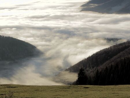 Eisenstein - Blick nach Osten mit Talnebel