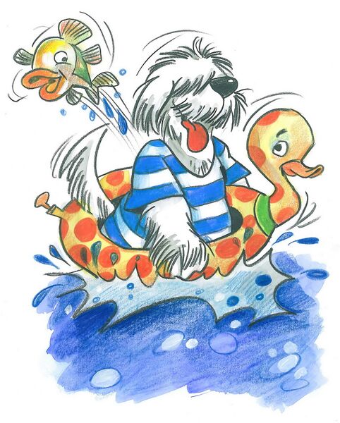 Datei:Hund mit Badeente.jpg